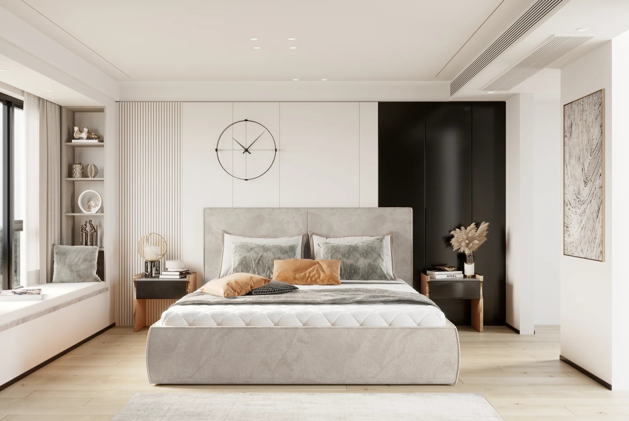 Letto matrimoniale imbottito con contenitore NICOLE – ambientazione