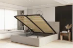 Letto matrimoniale imbottito con contenitore NICOLE – contenitore aperto, ambientazione