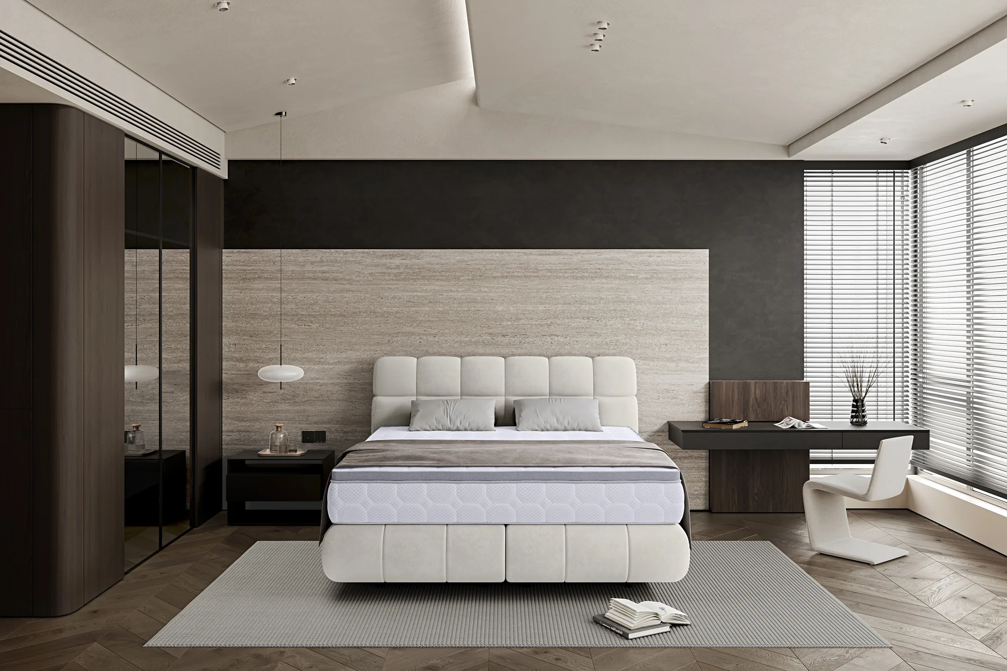 Boxspring-Doppelbett NOBU – im Raum