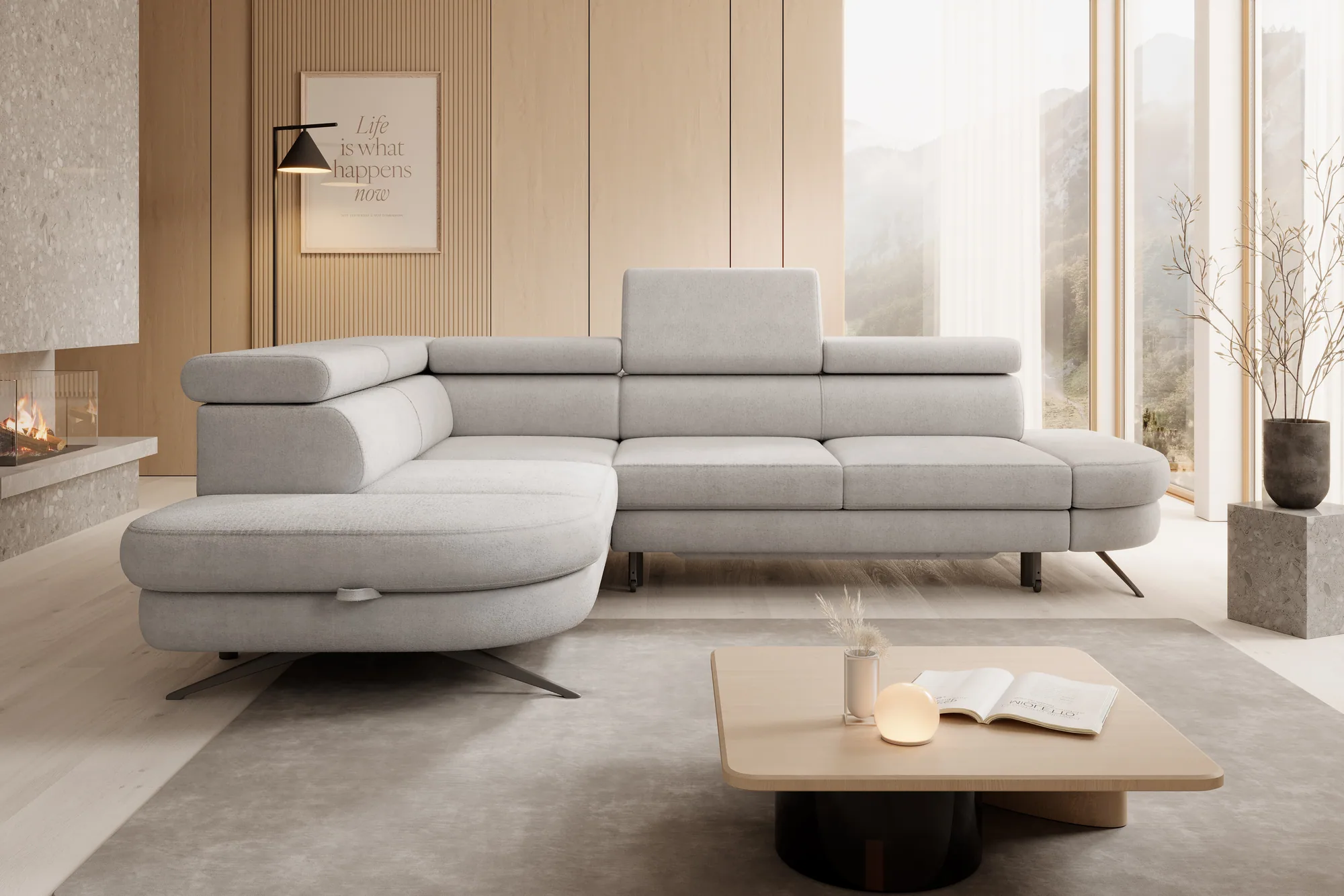Divano letto angolare con contenitore OTIS L – ambientazione