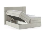 Letto matrimoniale boxspring con contenitore PALACE – funzione aperta, su sfondo bianco