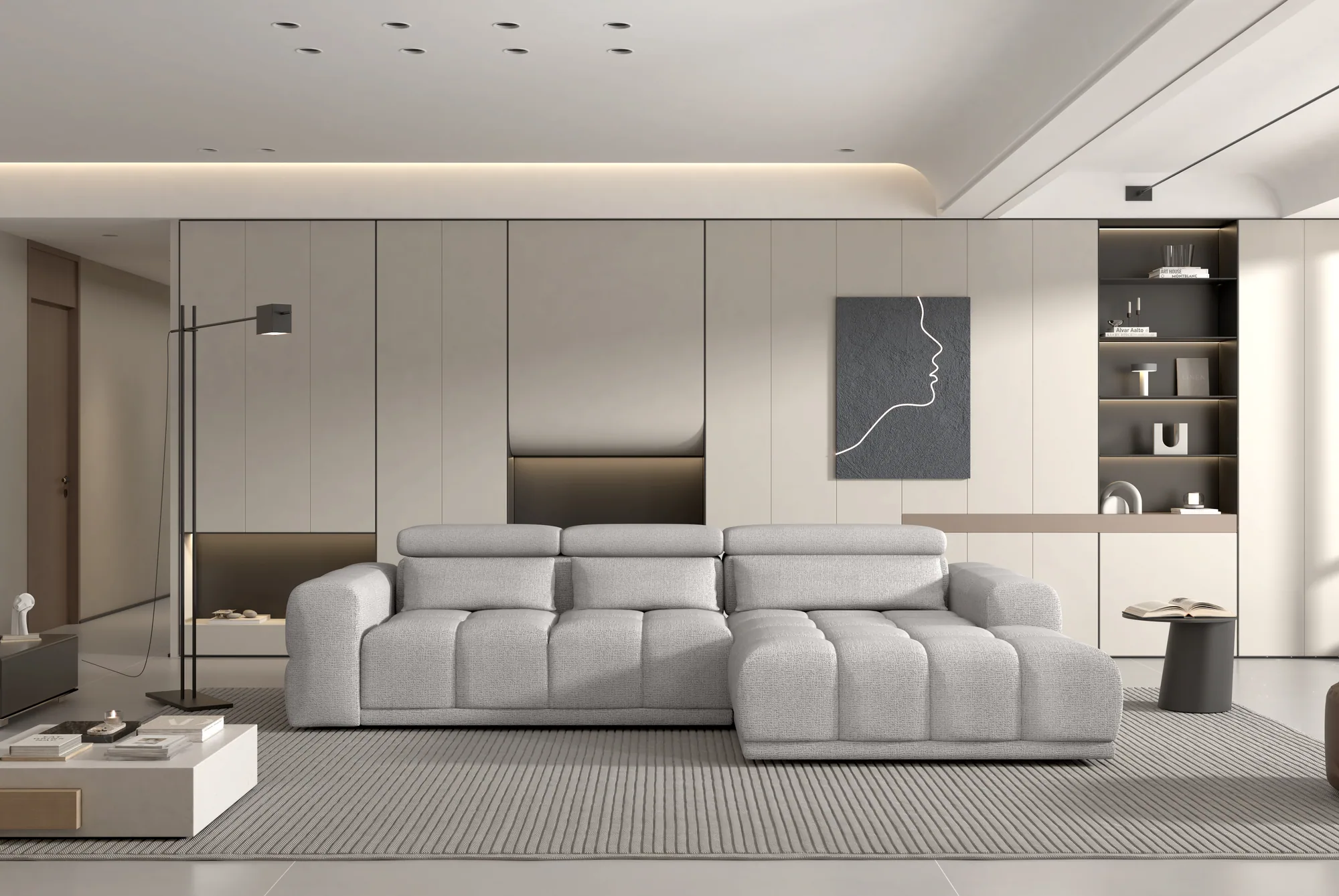 Relax-Ecksofa mit elektrischem Sitz Panama S – im Raum