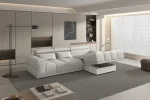 Relax-Ecksofa mit elektrischem Sitz Panama S – Bettkasten geöffnet, im Raum