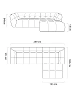 Relax-Ecksofa mit elektrischem Sitz PHANTOM – Maße