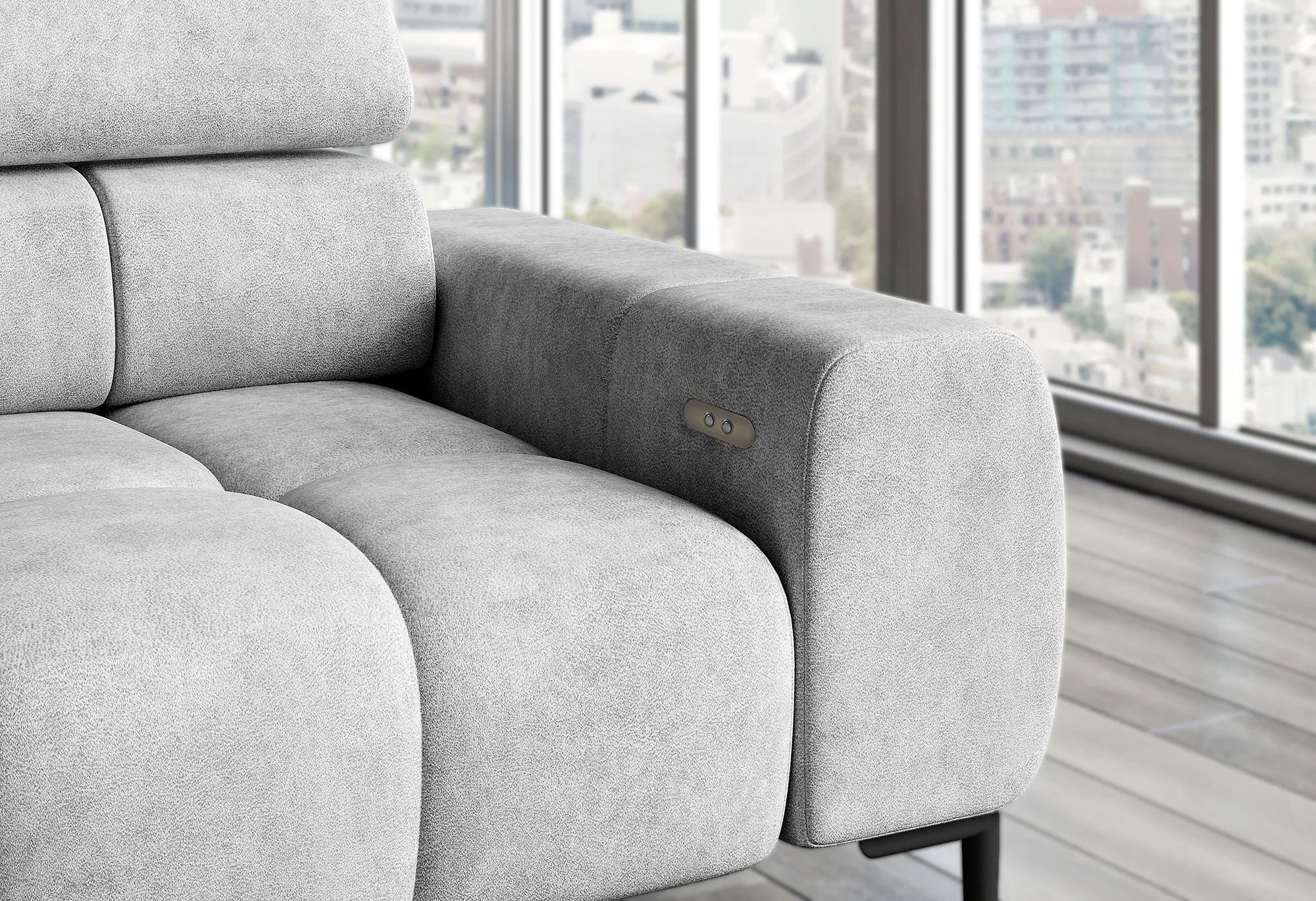 Relax-Ecksofa PLAZA L – Detail, im Raum