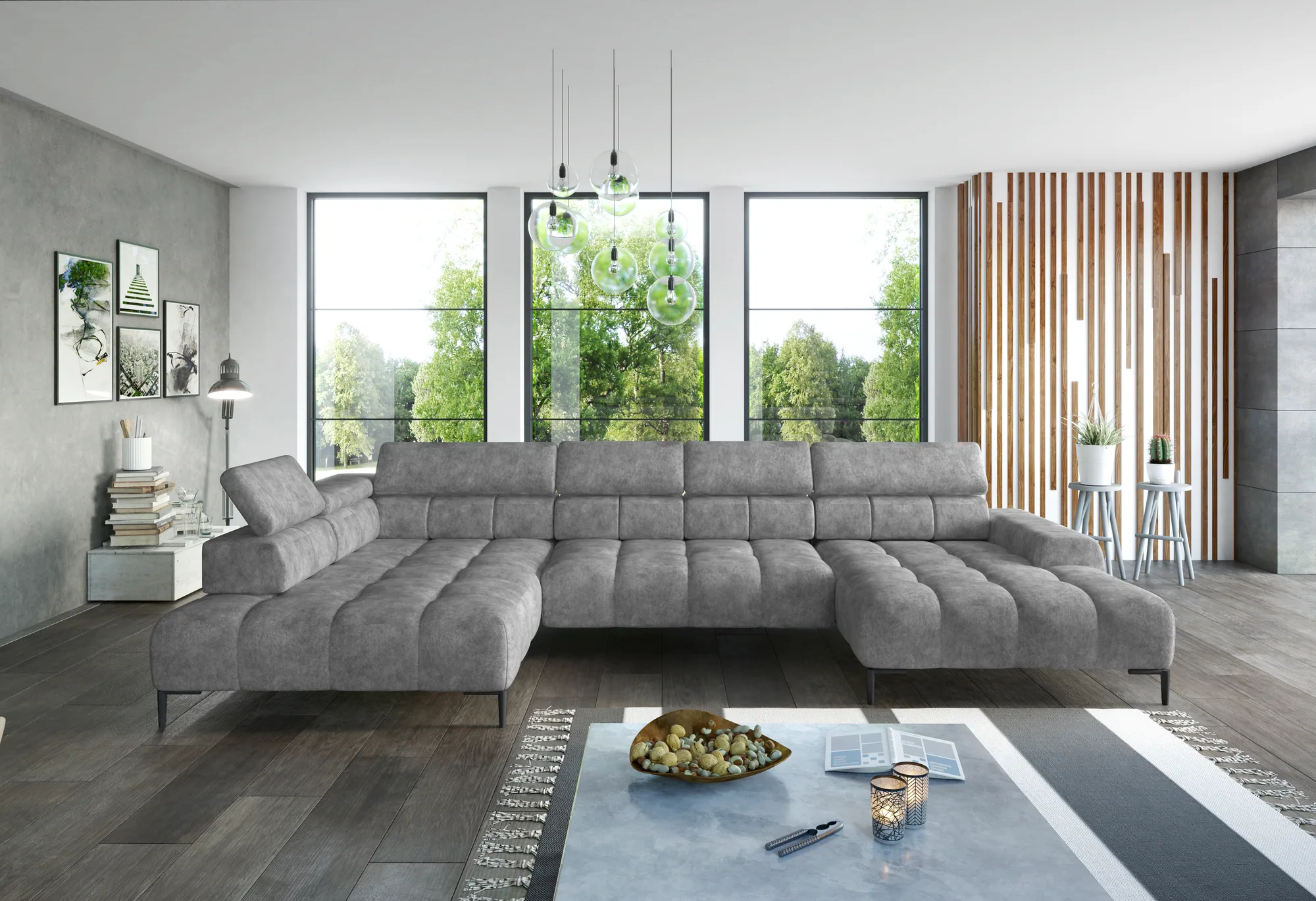 U-förmiges Relax-Ecksofa mit elektrischem Sitz PLAZA XL – im Raum