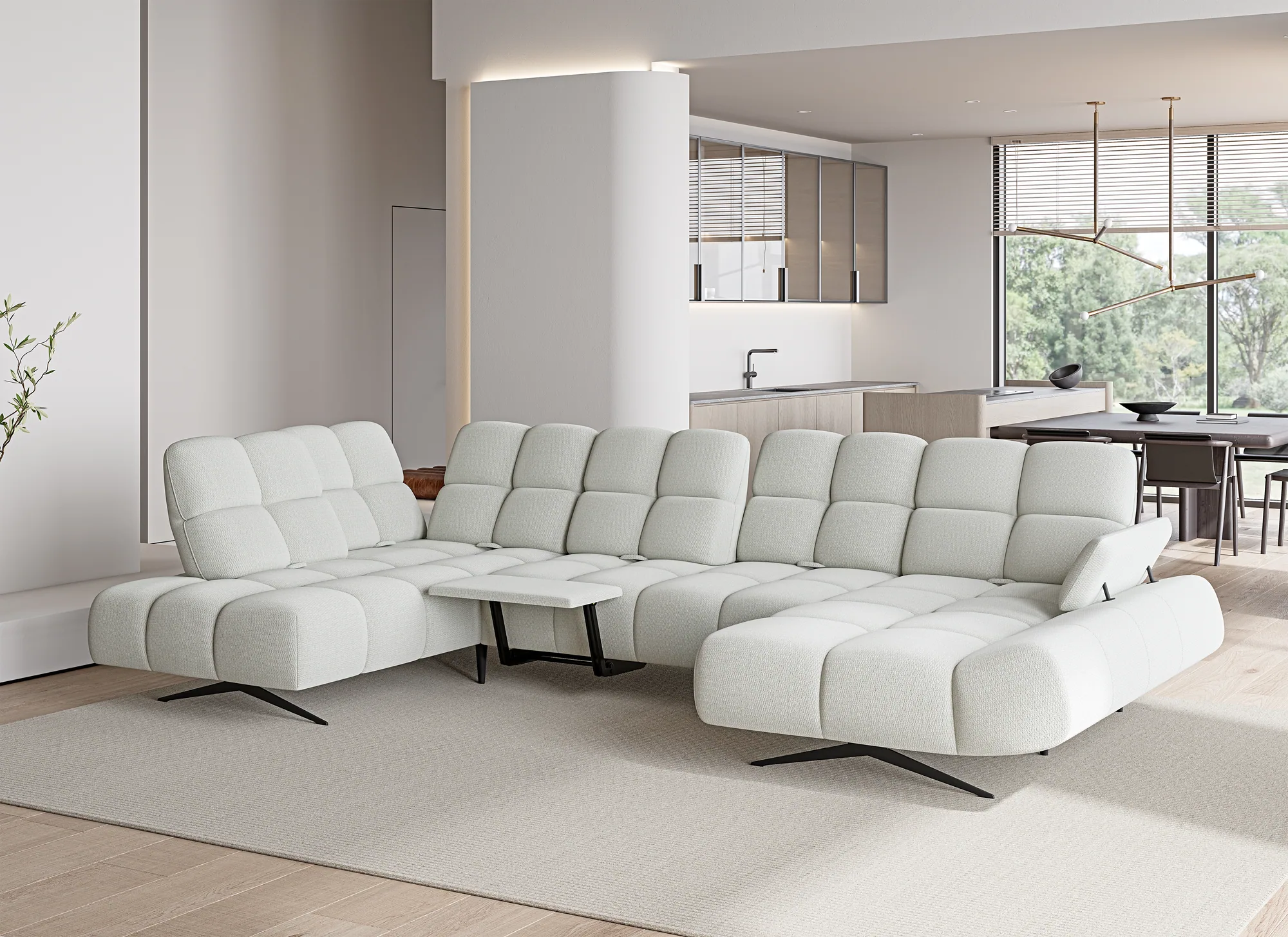 Divano angolare a U relax PRADO XL – funzione aperta, ambientazione
