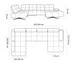 Divano angolare a U relax PRADO XL – dimensioni