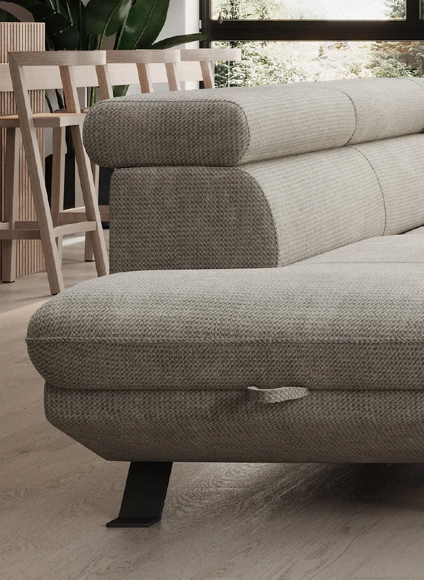 U-förmiges Eckschlafsofa mit Bettkasten RAVEN XL – im Raum