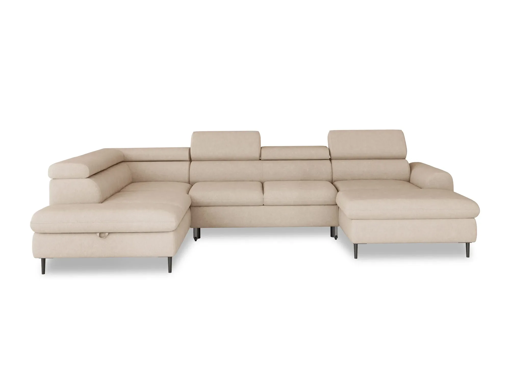 U-förmiges Eckschlafsofa mit Bettkasten RAYO XL – auf weißem Hintergrund