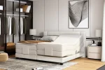 Elektrisches Boxspring-Doppelbett REY – Funktion geöffnet, im Raum