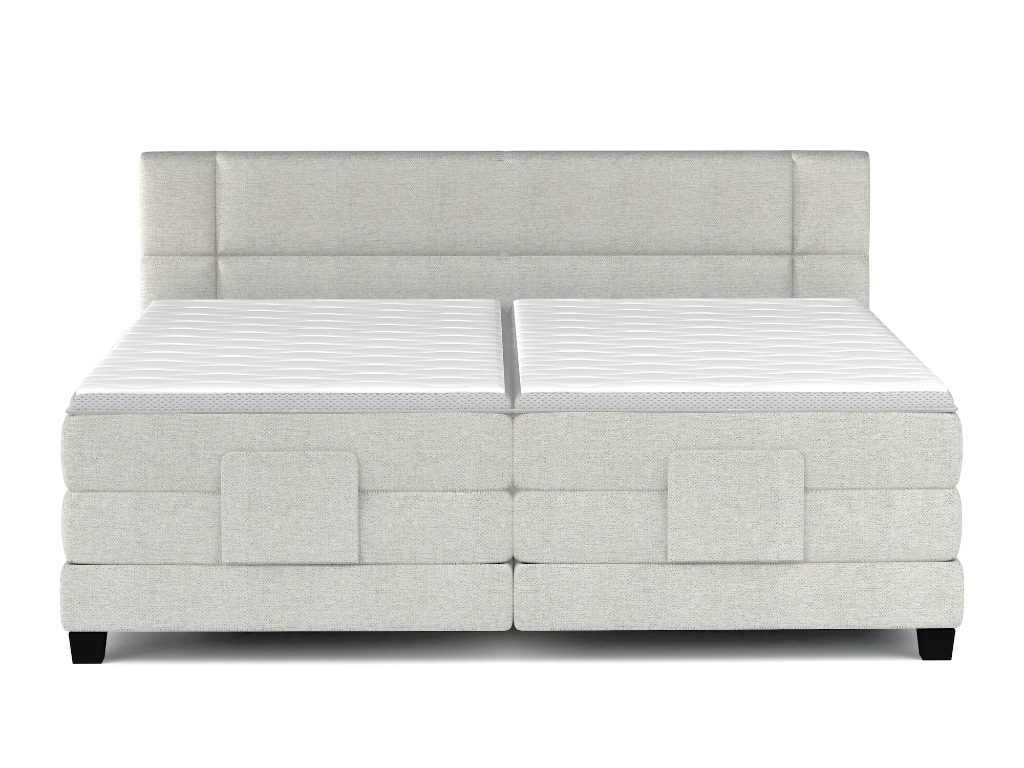 Elektrisches Boxspring-Doppelbett REY – auf weißem Hintergrund