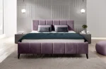 Polster-Doppelbett mit Bettkasten RIVA – Frontansicht, im Raum
