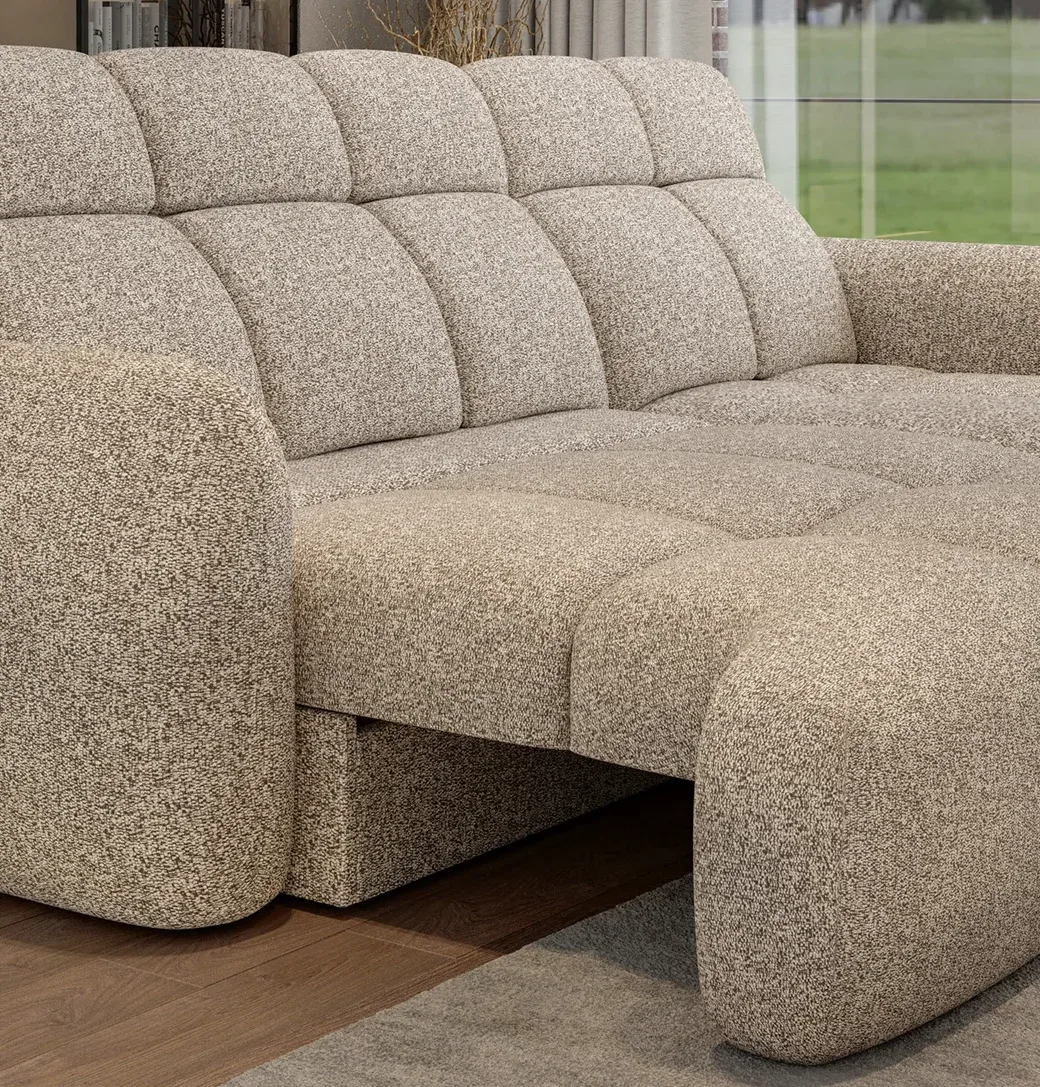 Ecksofa RUBIO mit extra ausziehbarem Sitz – im Raum