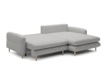 Eckschlafsofa mit Bettkasten SALLY – Funktion geöffnet, auf weißem Hintergrund