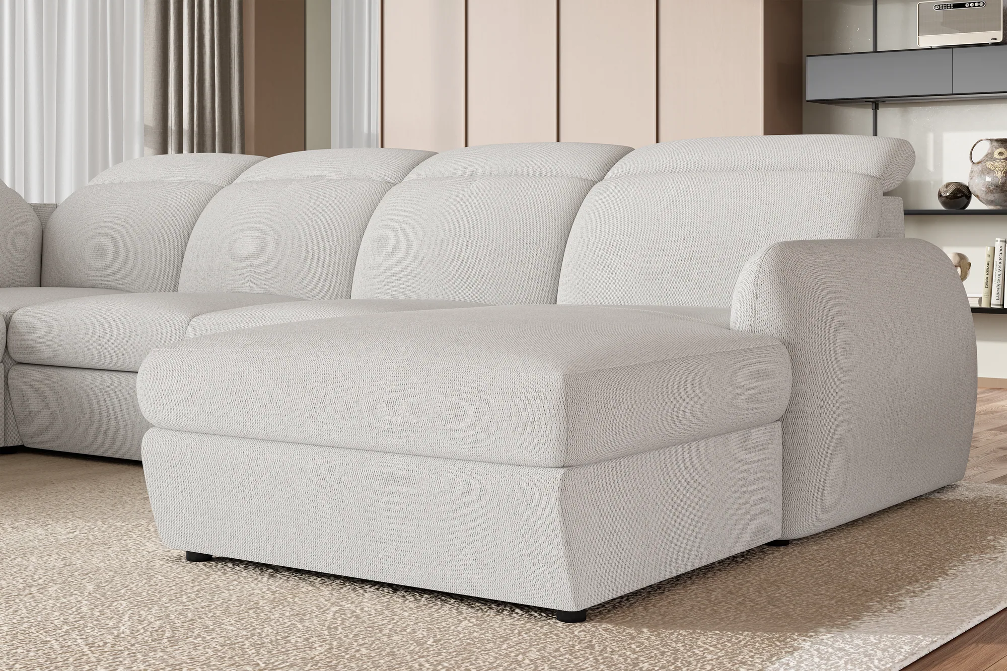 U-förmiges Eckschlafsofa mit Bettkasten SANCHO XL – im Raum, Detail