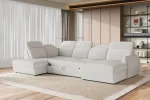 U-förmiges Eckschlafsofa mit Bettkasten SANCHO XL – im Raum, als Bett geöffnet