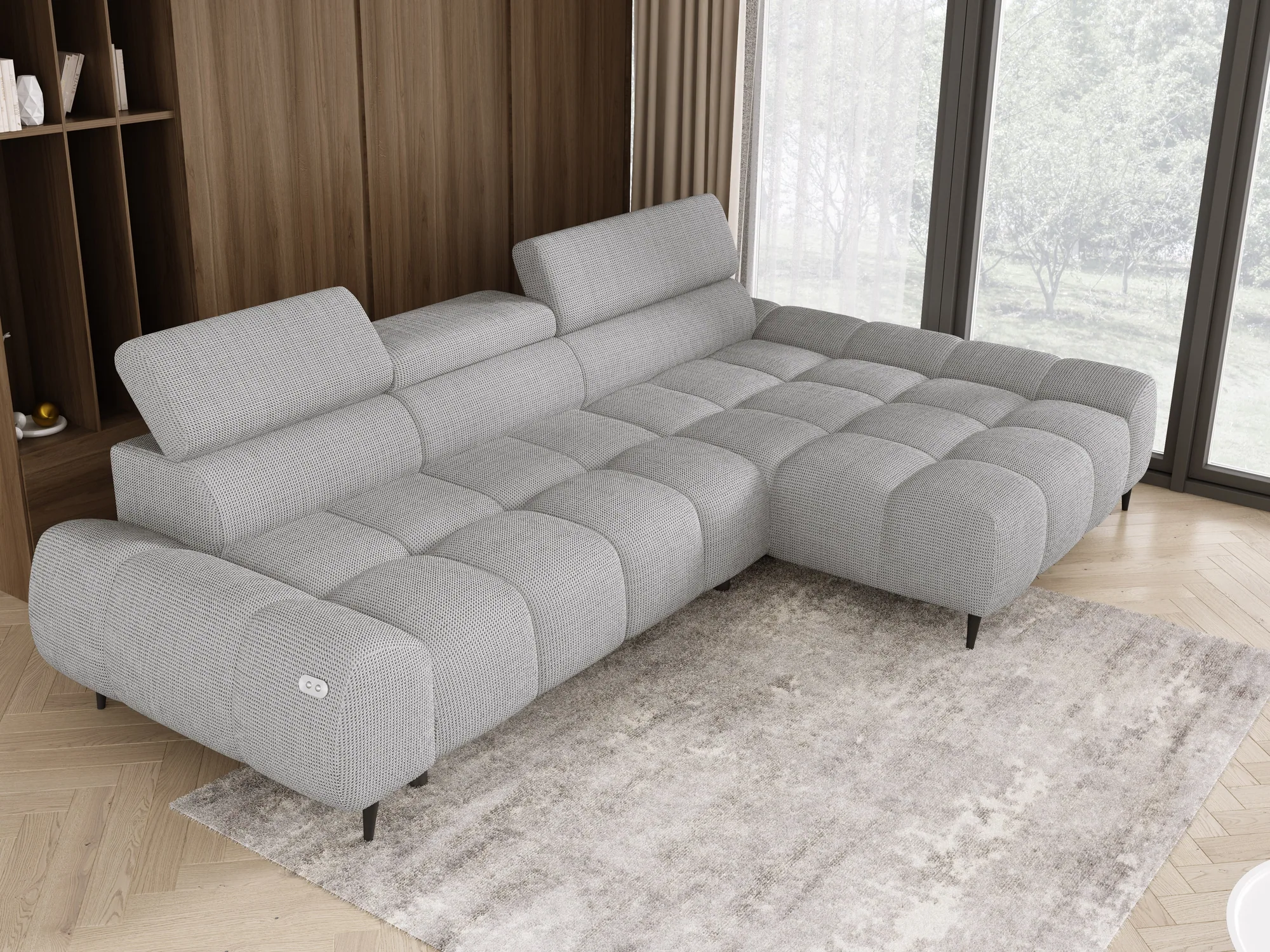 Relax-Ecksofa mit elektrischem Sitz SANTO S – Ansicht von oben, im Raum