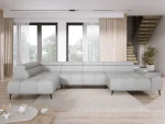 Divano angolare a U relax con seduta elettrica SANTO XL – vista frontale, ambientazione