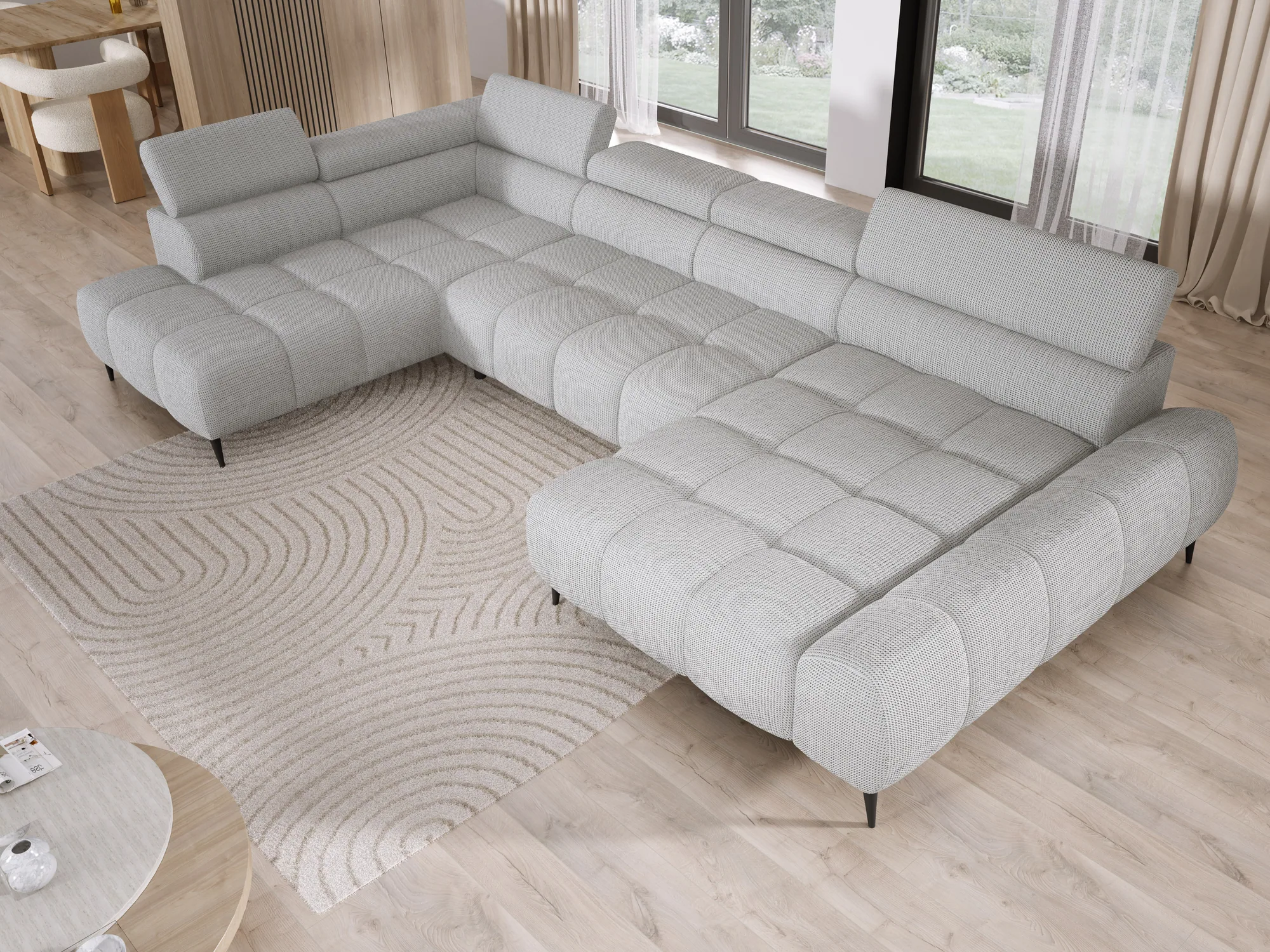 Divano angolare a U relax con seduta elettrica SANTO XL – vista dall'alto, ambientazione
