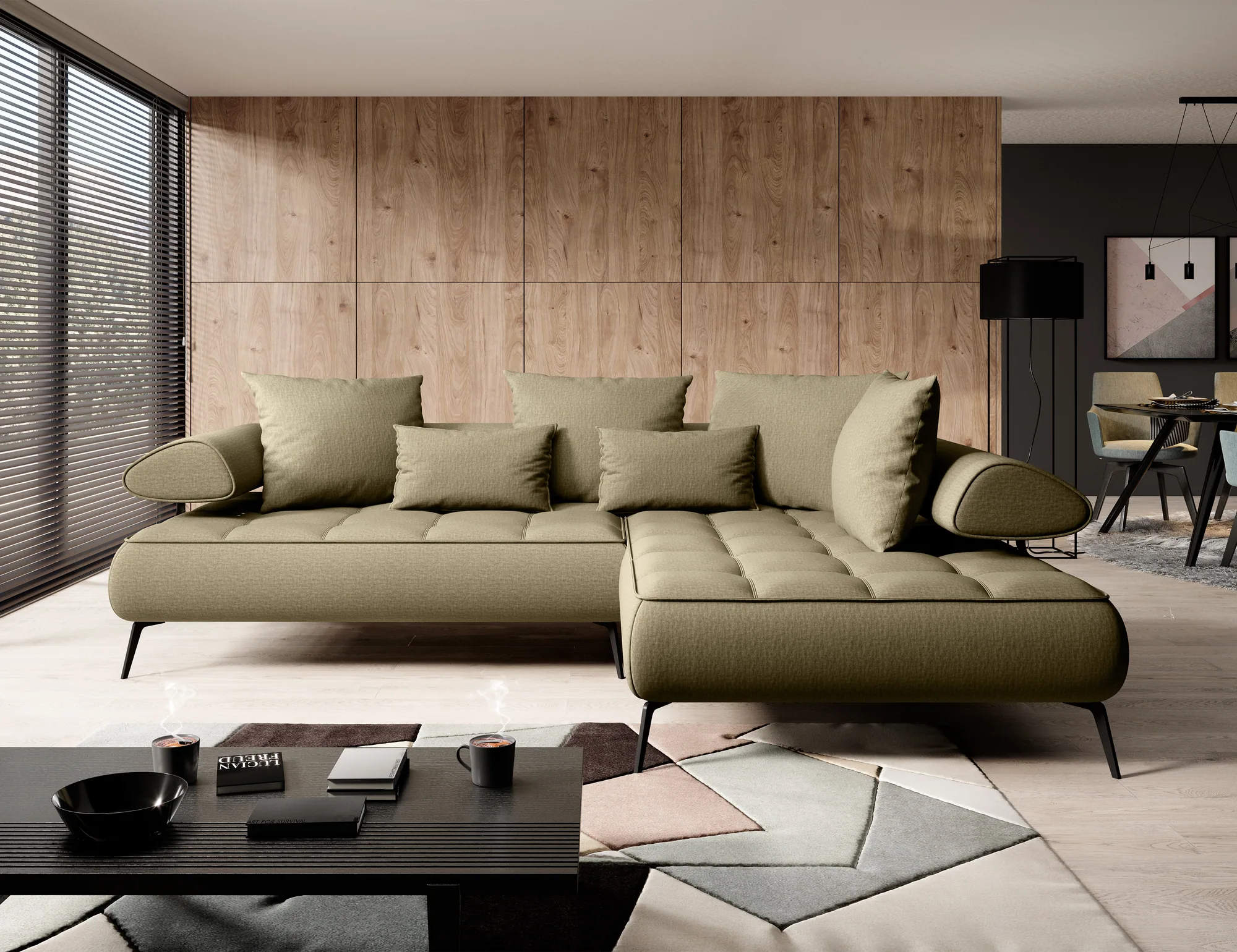 Ecksofa SELEDO L mit elektrischem Sitz – im Raum