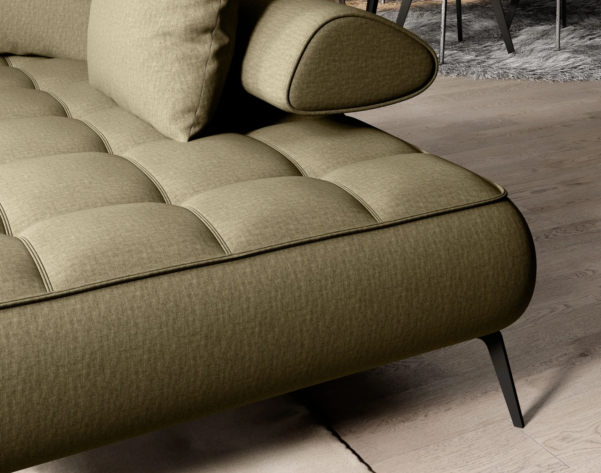 Ecksofa SELEDO L mit elektrischem Sitz – Detail, im Raum
