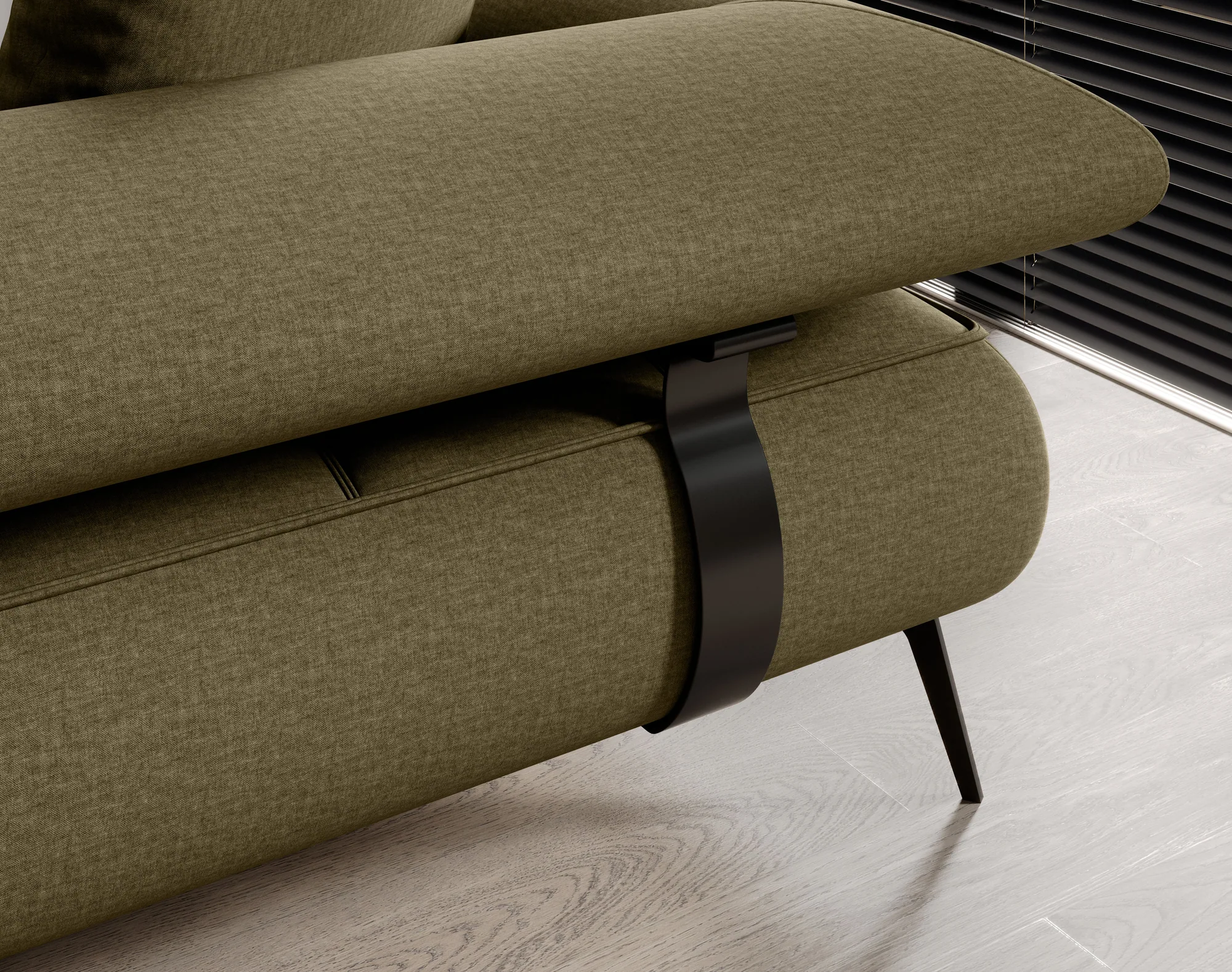 Ecksofa SELEDO L mit elektrischem Sitz – Detail, im Raum
