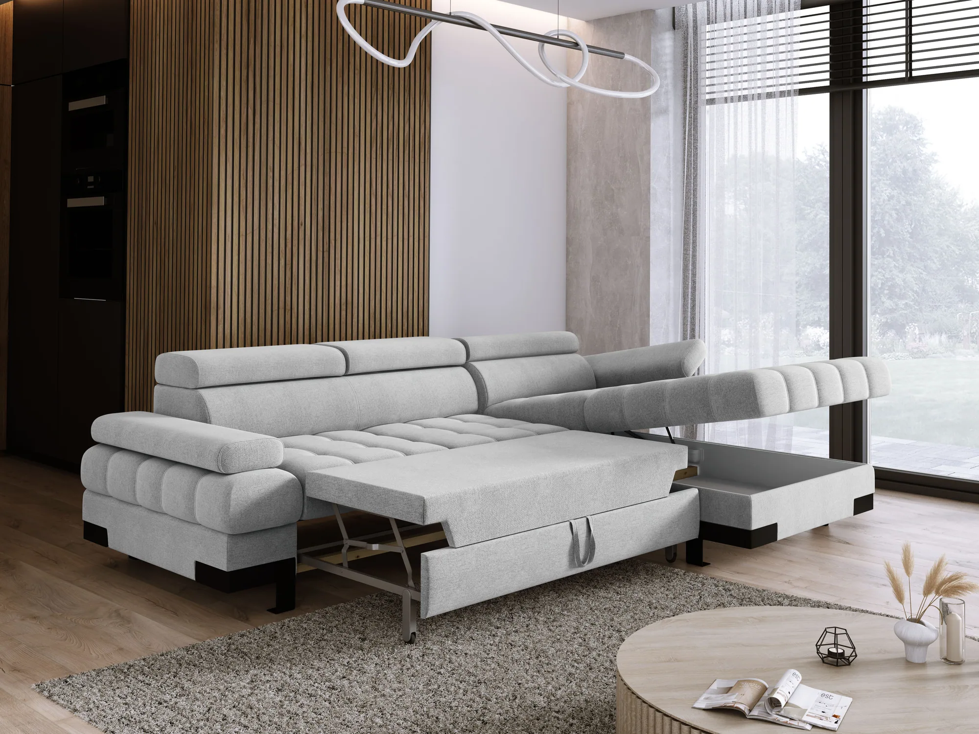 Ecksofa SELVA MINI – Funktion geöffnet, im Raum