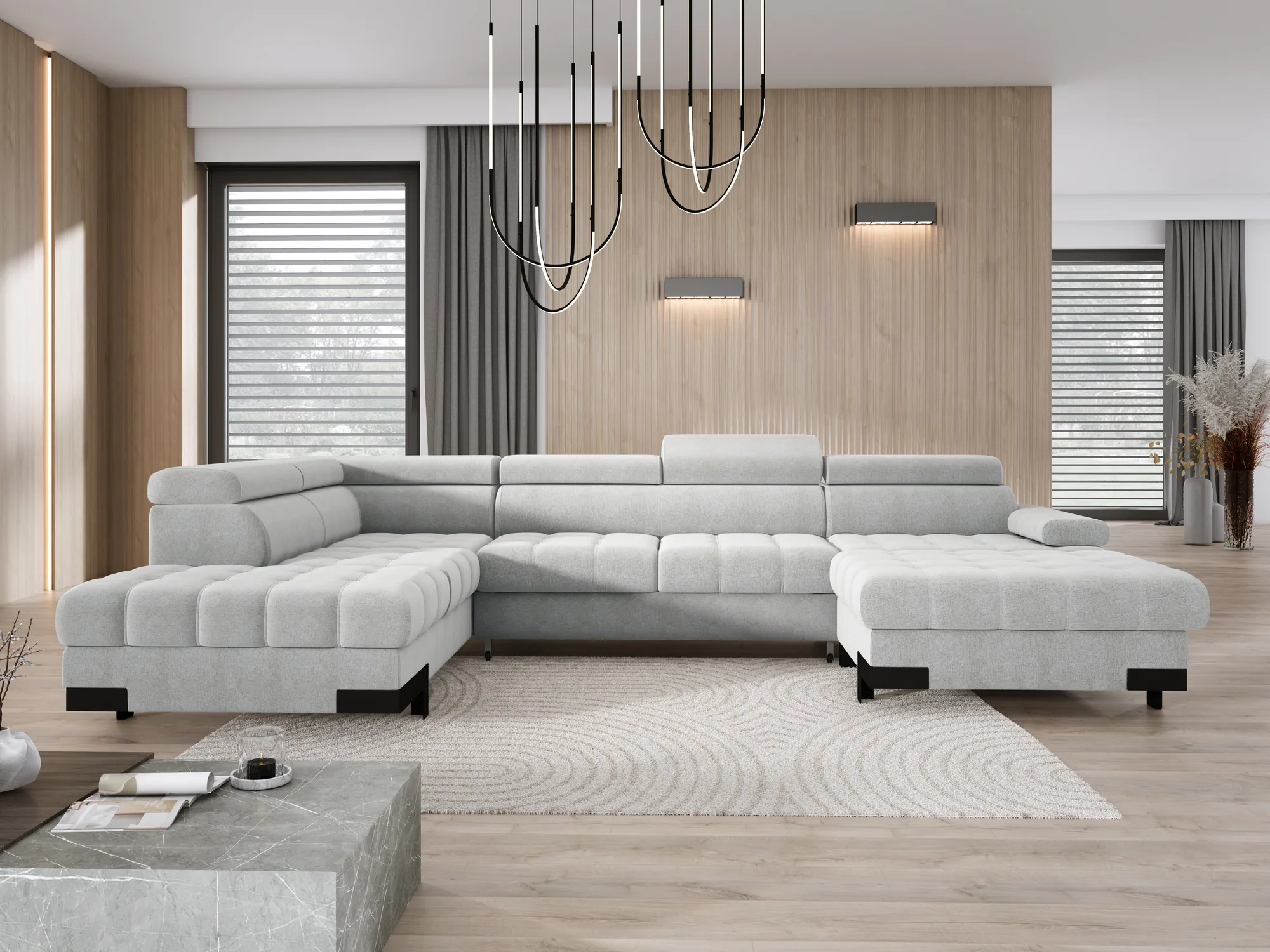 Ecksofa SELVA XL forma U – Frontansicht, im Raum