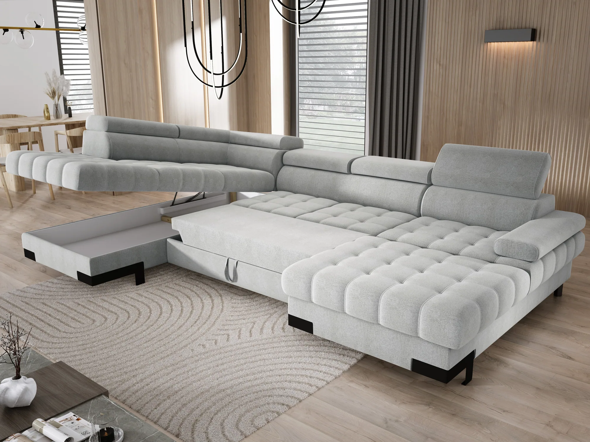 Ecksofa SELVA XL forma U – Funktion geöffnet, im Raum