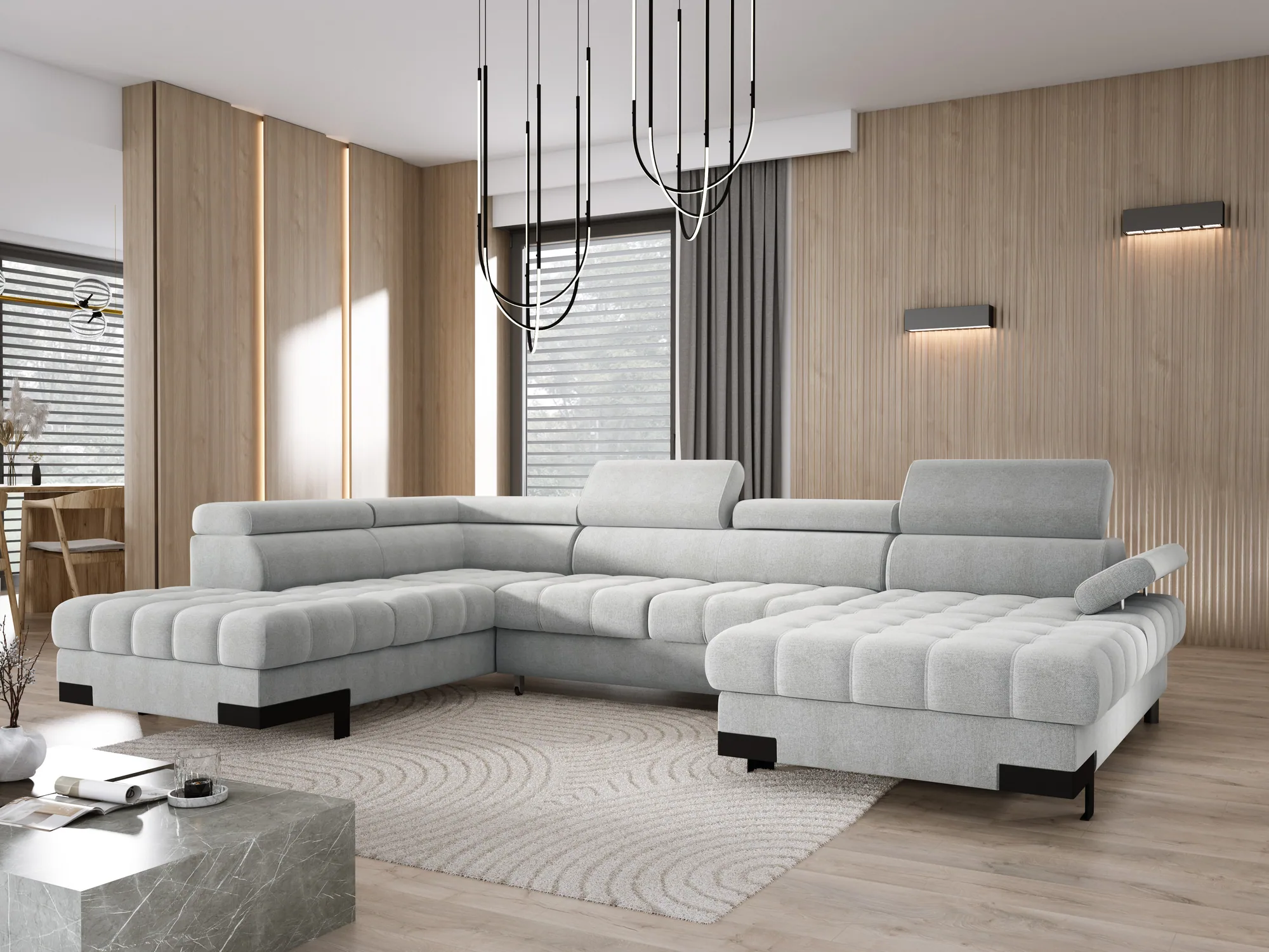 Ecksofa SELVA XL forma U – Schrägansicht, im Raum