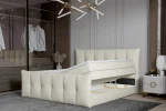 Boxspring-Doppelbett mit Bettkasten SOFIA – Bettkasten geöffnet, im Raum