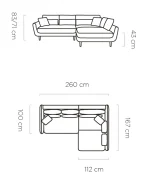 Eckschlafsofa mit Bettkasten SOLANO – Maße