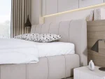 Polster-Doppelbett mit Bettkasten SOUL – Detail, im Raum
