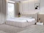 Polster-Doppelbett mit Bettkasten SOUL – Schrägansicht, im Raum