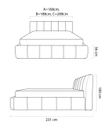 Polster-Doppelbett mit Bettkasten SOUL – Maße