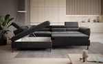 Eckschlafsofa mit Bettkasten TEMPO L – Funktion geöffnet, im Raum