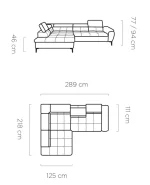 Eckschlafsofa mit Bettkasten TEMPO L – Maße