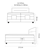 Letto matrimoniale boxspring elettrico TESSA – dimensioni