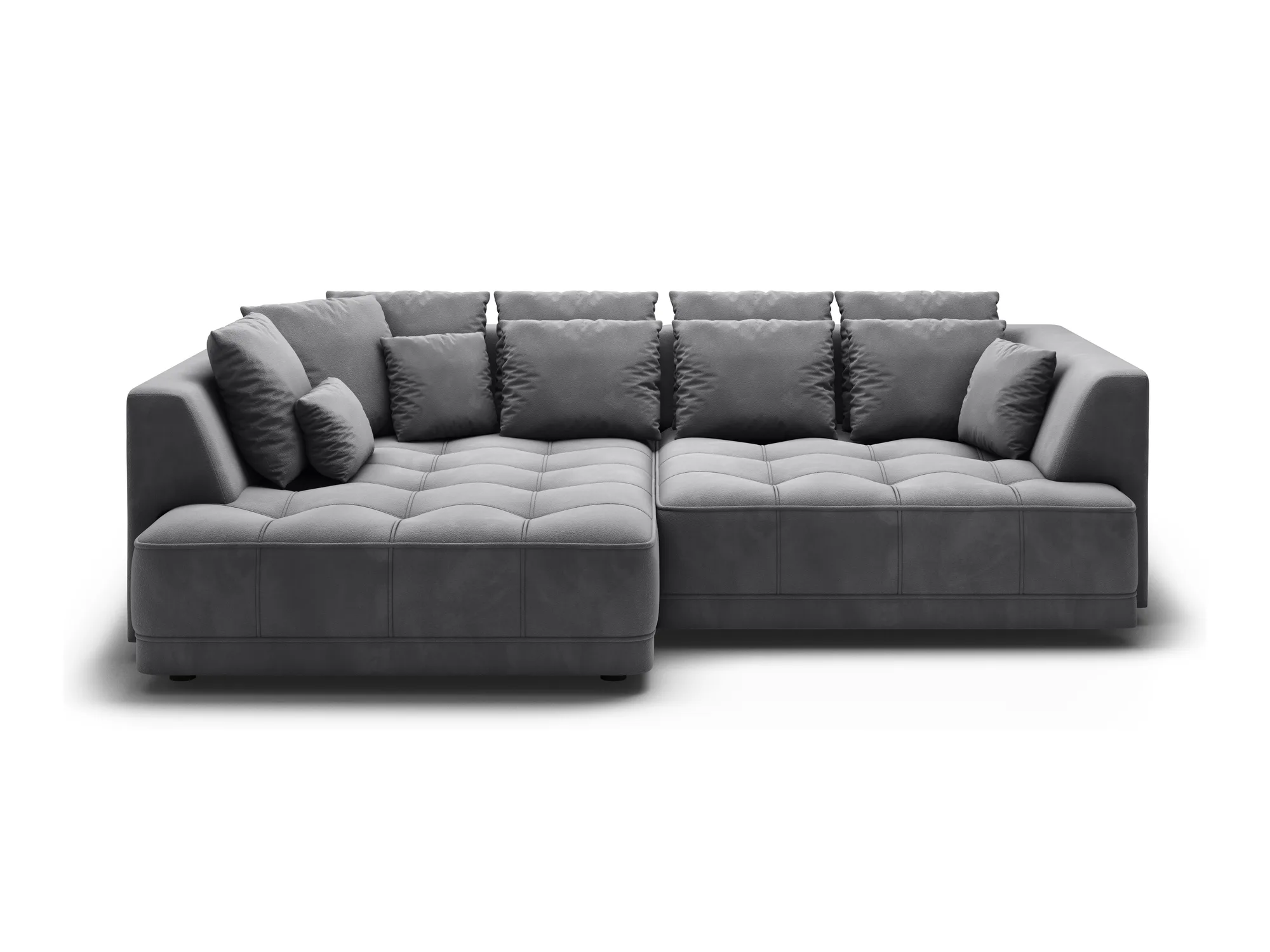 Eckschlafsofa mit elektrischem Sitz und Bettkasten TIGA BOX – auf weißem Hintergrund