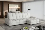 Eckschlafsofa mit elektrischem Sitz und Bettkasten TOLLO S – Funktion geöffnet, im Raum
