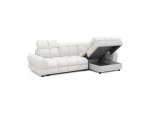 Eckschlafsofa mit elektrischem Sitz und Bettkasten TOLLO S – Funktion geöffnet, auf weißem Hintergrund