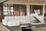 U-förmiges Eckschlafsofa mit elektrischem Sitz und Bettkasten TOLLO XL – Funktion geöffnet, im Raum