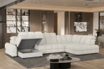 U-förmiges Eckschlafsofa mit elektrischem Sitz und Bettkasten TOLLO XL – Funktion geöffnet, im Raum