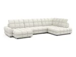 U-förmiges Eckschlafsofa mit elektrischem Sitz und Bettkasten TOLLO XL – Funktion geöffnet, auf weißem Hintergrund