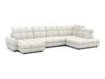 U-förmiges Eckschlafsofa mit elektrischem Sitz und Bettkasten TOLLO XL – Funktion geöffnet, auf weißem Hintergrund
