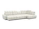 U-förmiges Eckschlafsofa mit elektrischem Sitz und Bettkasten TOLLO XL – Funktion geöffnet, auf weißem Hintergrund