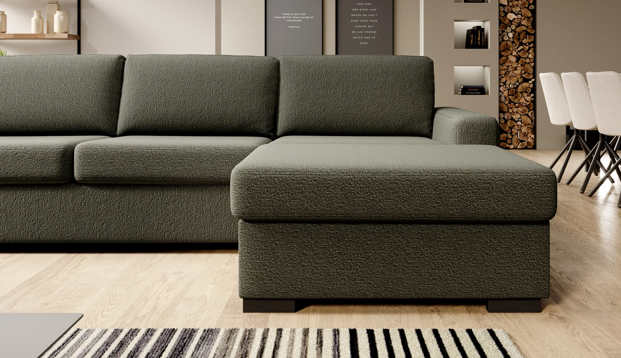Eckschlafsofa mit Bettkasten VANILLA MINI CORNER 120 – Detail, im Raum