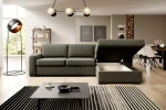 Eckschlafsofa mit Bettkasten VANILLA MINI CORNER 120 – Funktion geöffnet, im Raum