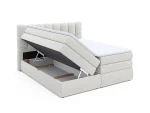 Boxspring-Doppelbett mit Bettkasten VERONA – Bettkasten geöffnet, auf weißem Hintergrund